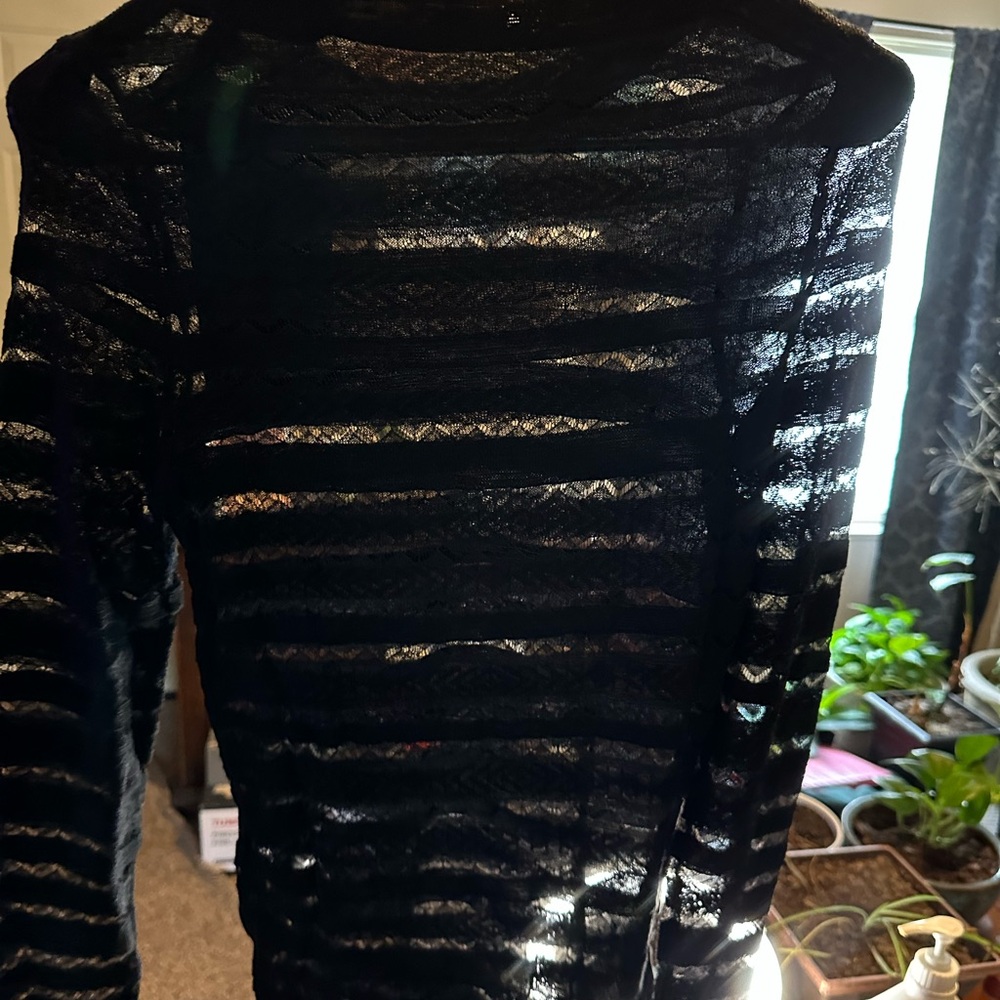 The Kooples Point Elle Pull Unisex Shirt Size 2 Blk See-through
